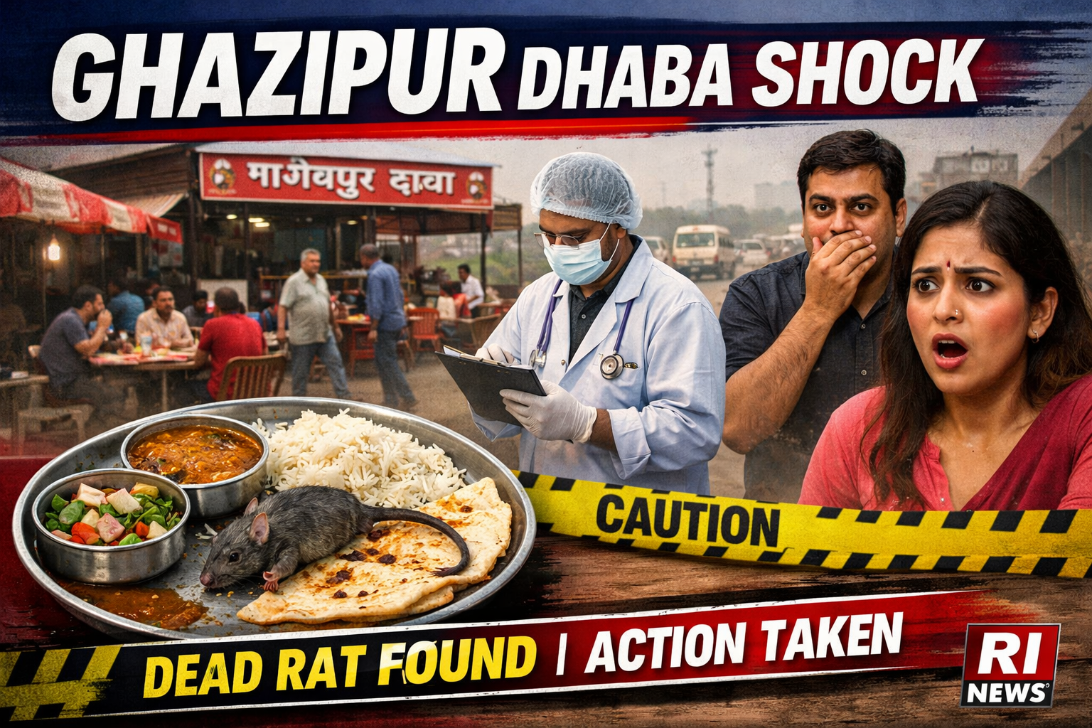 गाज़ीपुर हाईवे ढाबे में खाने की प्लेट में मरा चूहा मिलने के बाद जांच