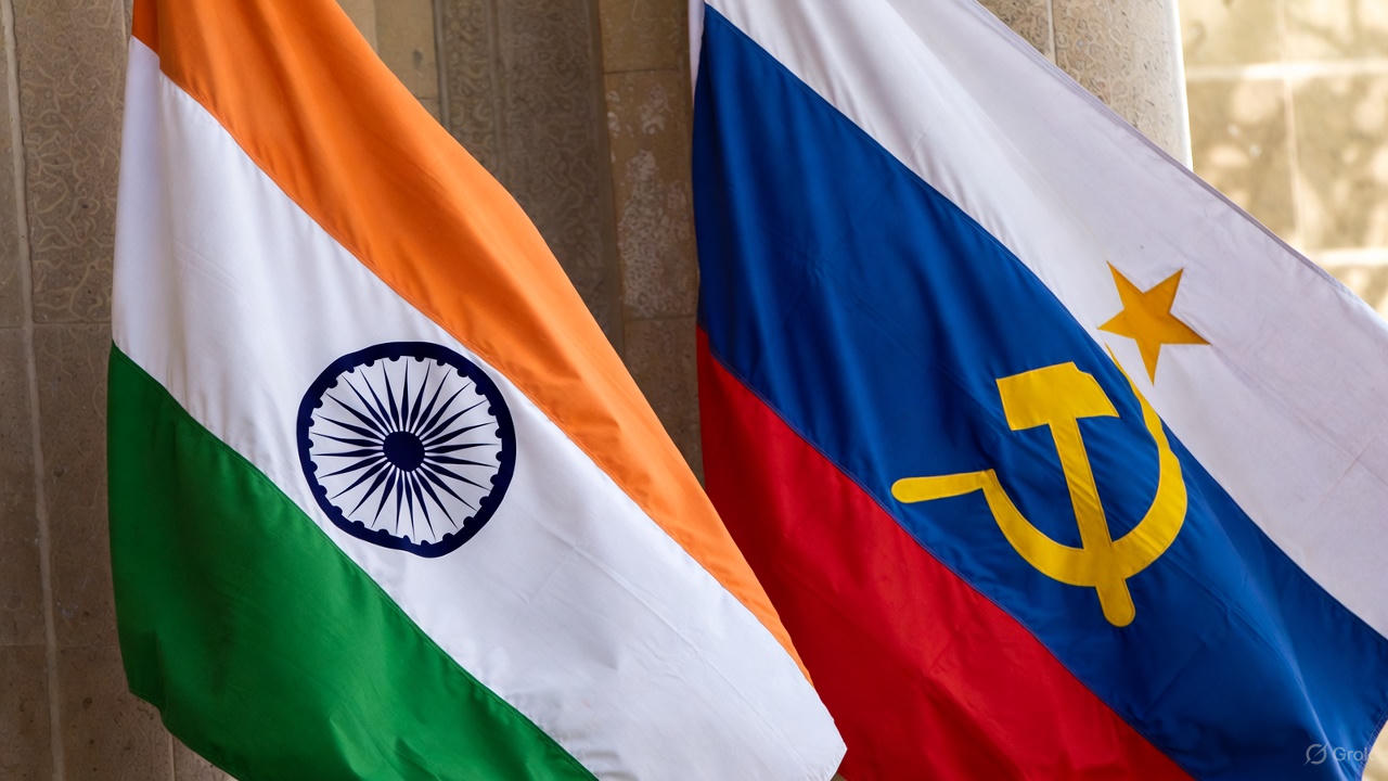 India Russia Flags United