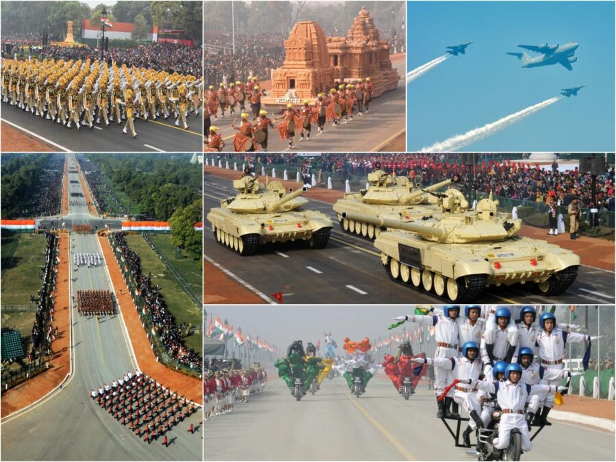 कर्तव्य पथ पर गणतंत्र दिवस परेड 2026 में भारतीय सशस्त्र बलों की टुकड़ियाँ, सैन्य टैंक, फाइटर जेट फ्लाईपास्ट और सांस्कृतिक झांकियाँ