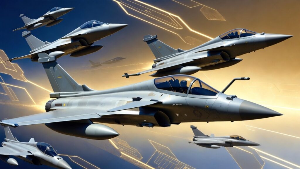 फॉर्मेशन में उड़ते राफेल फाइटर जेट्स, भारतीय वायुसेना की 114 राफेल डील से जुड़ी प्रतीकात्मक तस्वीर