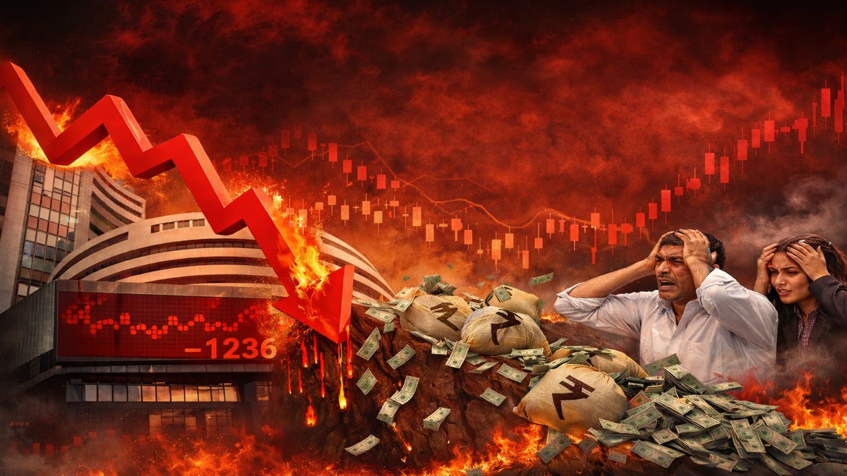भारतीय शेयर बाजार में गिरावट, सेंसेक्स और निफ्टी लाल निशान में