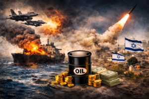 West Asia युद्ध के बीच तेल टैंकर पर हमला, वैश्विक तेल कीमतों और बाजार पर असर का प्रतीकात्मक दृश्य