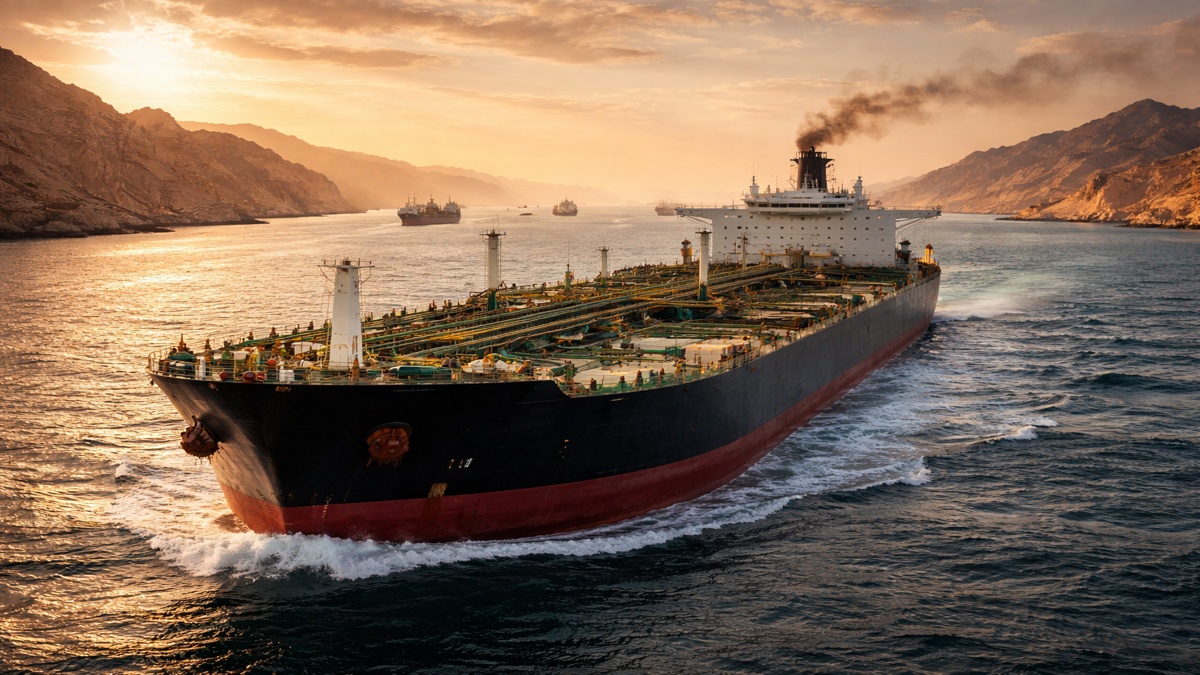 हॉर्मुज स्ट्रेट से गुजरता तेल टैंकर और वैश्विक ऊर्जा आपूर्ति मार्ग