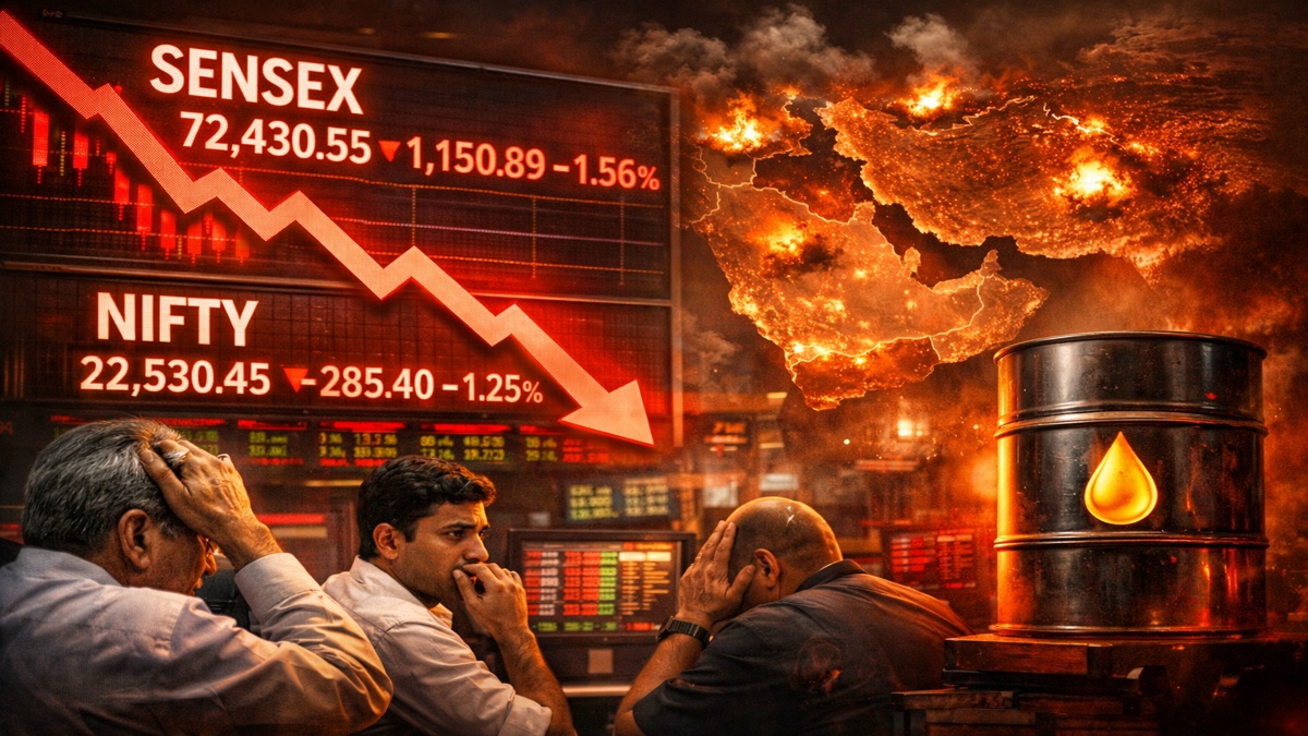 भारतीय शेयर बाजार गिरावट 2026 सेंसेक्स निफ्टी लाल निशान में