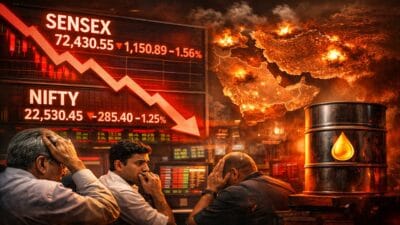 भारतीय शेयर बाजार 2026: मध्य पूर्व तनाव और RBI सख्ती से सेंसेक्स-निफ्टी में गिरावट