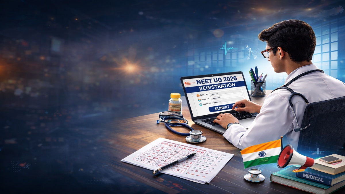 NEET UG 2026 परीक्षा के लिए ऑनलाइन आवेदन करते मेडिकल छात्र की प्रतीकात्मक तस्वीर