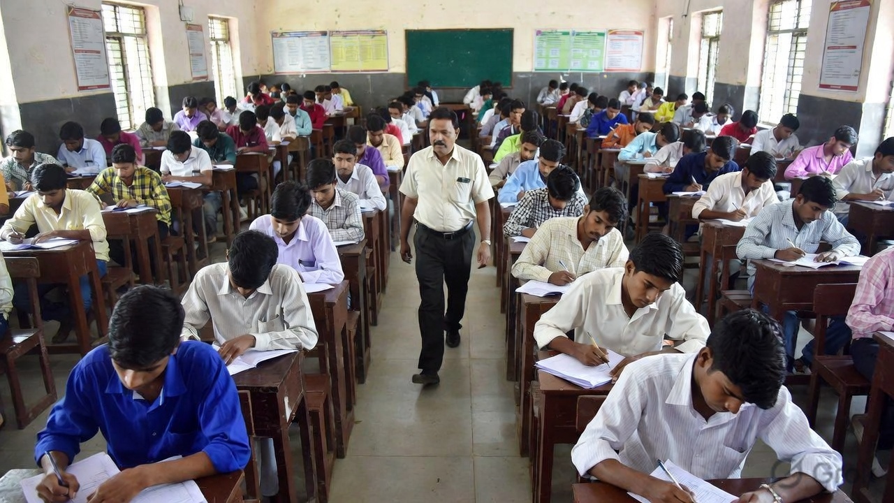 उत्तर प्रदेश पुलिस SI भर्ती परीक्षा में अभ्यर्थी परीक्षा देते हुए