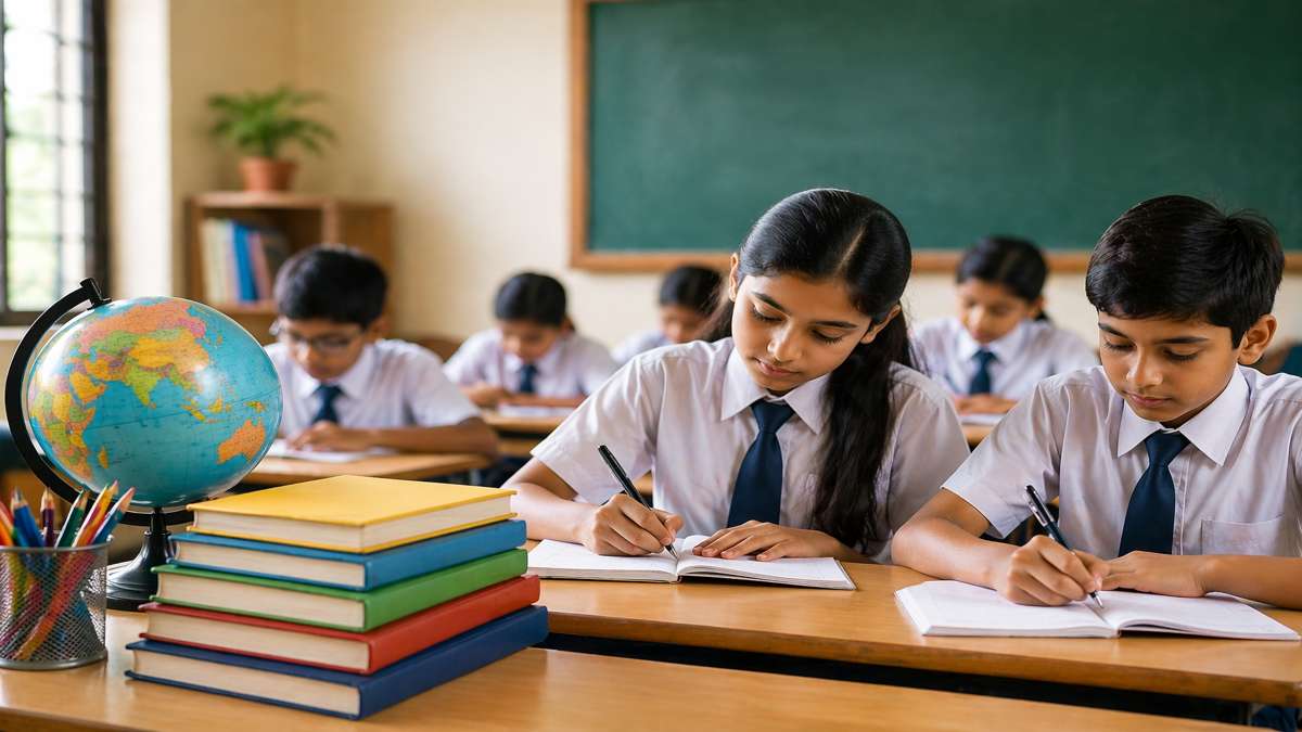 CBSE तीन भाषा नियम 2026 के तहत कक्षा में पढ़ते छात्र