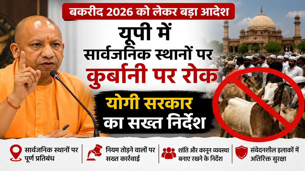 Bakrid 2026: यूपी में सार्वजनिक स्थानों पर कुर्बानी पर सख्ती, योगी सरकार का बड़ा निर्देश - उत्तर प्रदेश