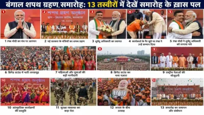बंगाल शपथ: PM ने कार्यकर्ता के छुए पैर, शुभेंदु को लगाया गले, मंच पर हुए दंडवत; 13 तस्वीरों में देखें खास पल