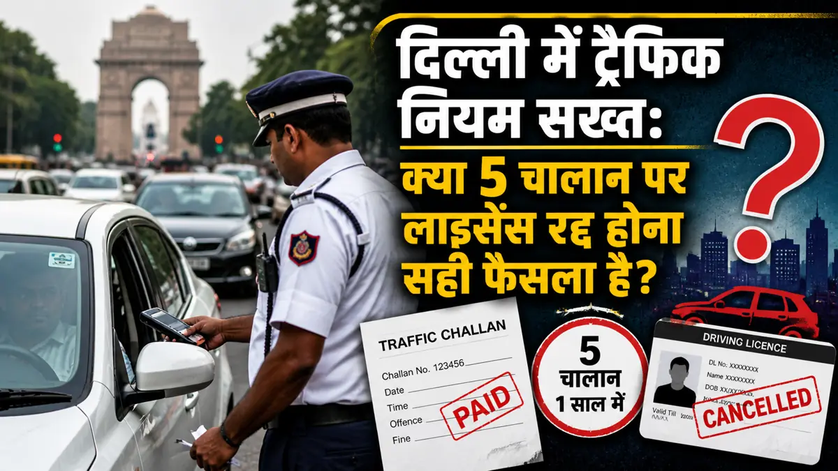 दिल्ली ट्रैफिक नियम सख्ती क्या 5 चालान पर लाइसेंस रद्द सही फैसला