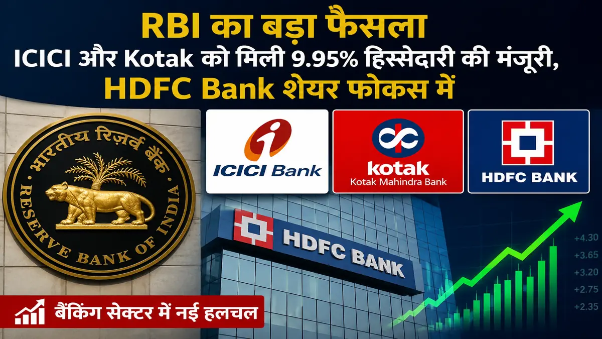 RBI द्वारा ICICI और Kotak को 9.95% हिस्सेदारी मंजूरी के बाद HDFC Bank शेयर फोकस में