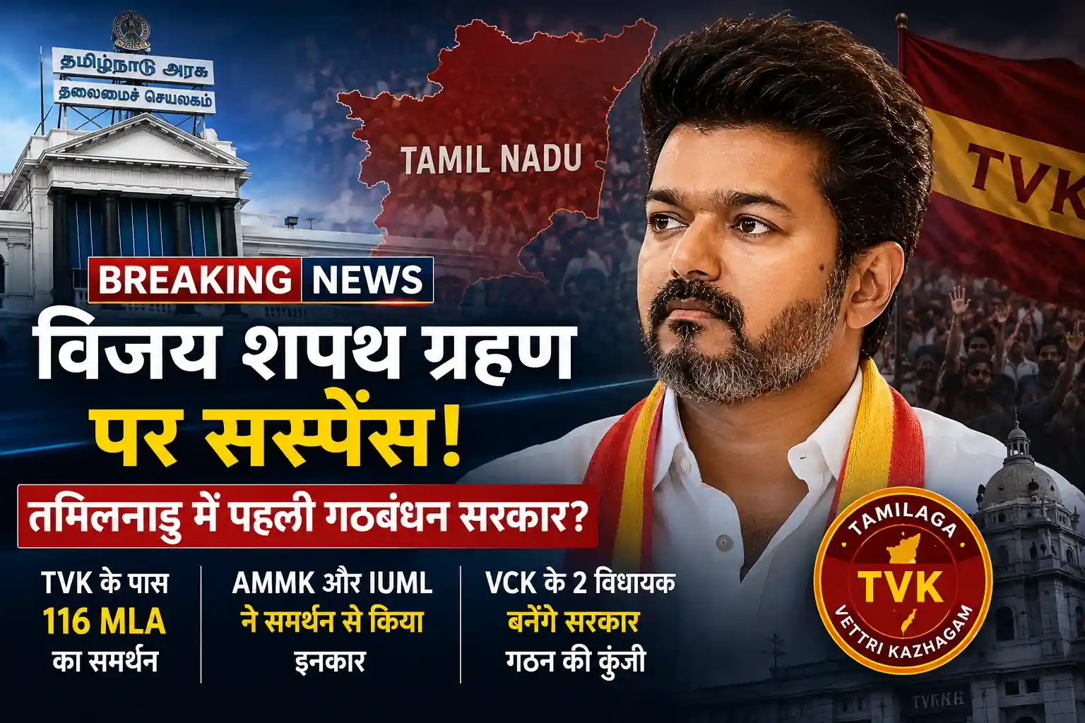 तमिलनाडु में विजय की TVK सरकार गठन और शपथ ग्रहण पर सस्पेंस