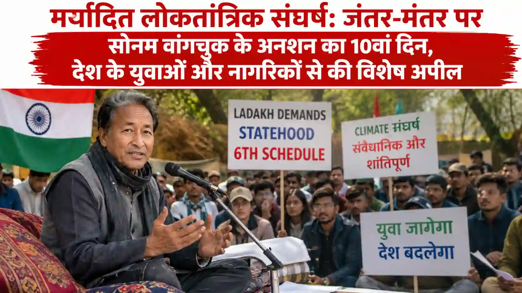 मर्यादित लोकतांत्रिक संघर्ष: जंतर-मंतर पर सोनम वांगचुक के अनशन का 10वां दिन, देश के युवाओं और नागरिकों से की विशेष अप...